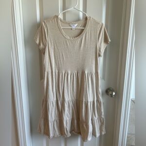 Girls' Tiered Short-Sleeve Dress - Cream